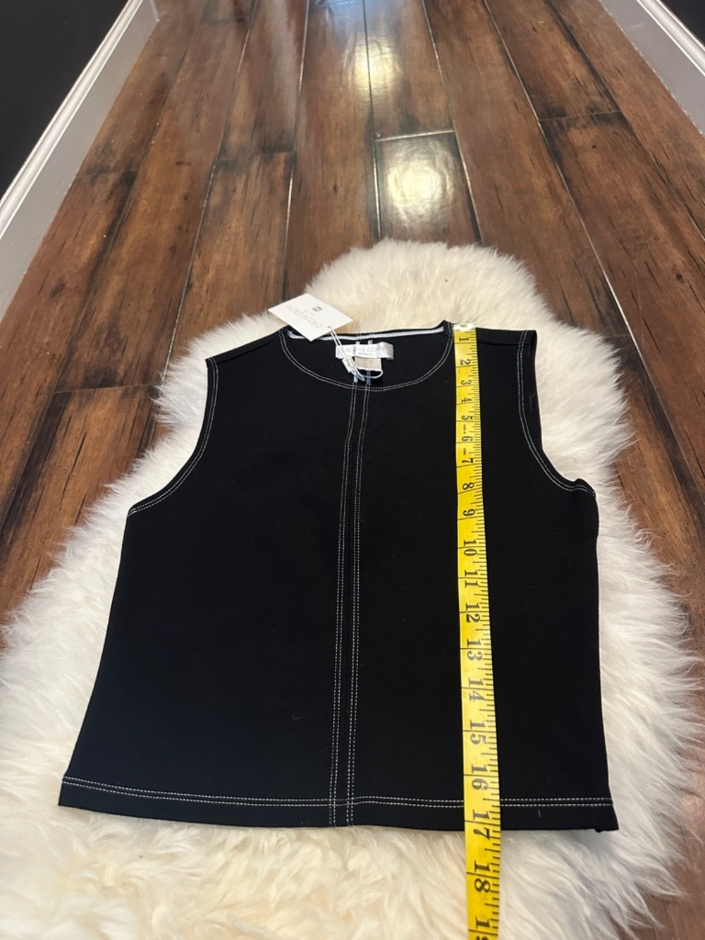 Caroline Constas Black Tank with White Contrast Stitching - Picture 4 of 8